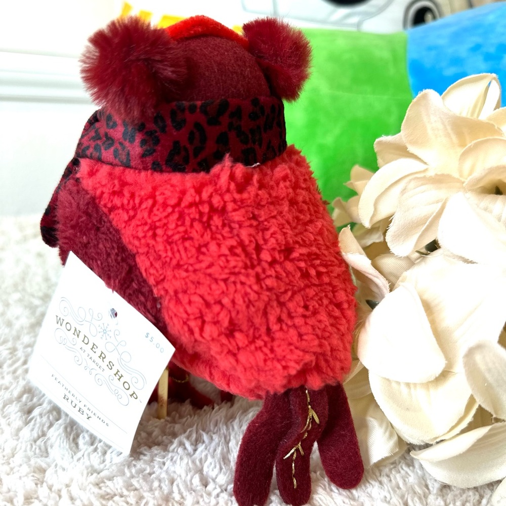 Target 2023 6.75" Feathery Friends "Ruby" Bird Leopard scarf fabric wondershop - Picture 7 of 11